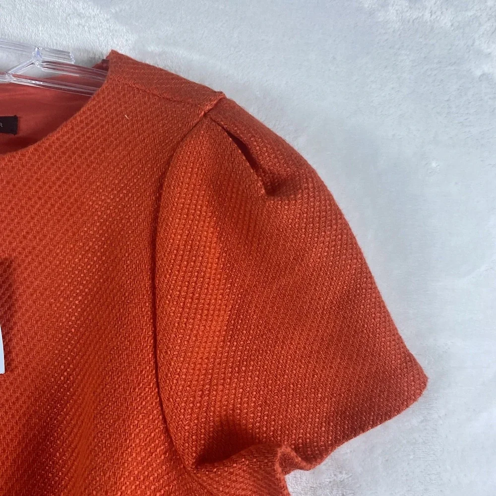 NWT Ann Taylor Knit Dress Women Sz 6 Petite Orange Belt Knee Length Office Work - Picture 9 of 15